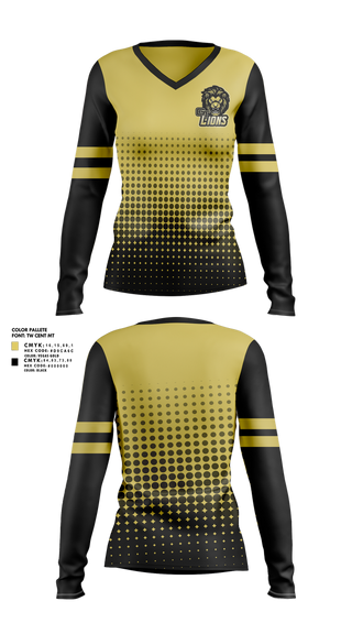 Womens Long Sleeve Vneck Shirt, Gt lions, , Teamtime, Team time, sublimation, custom sports apparel, team uniforms, spirit wear, spiritwear, sports uniforms, custom shirts, team store, custom team store, fundraiser sports, apparel fundraiser