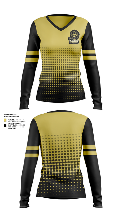 Gt lions 94037255 Women's Long Sleeve V-neck Shirt - 1