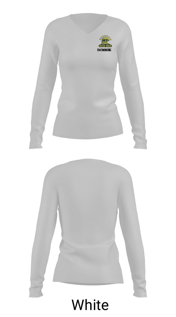 Women's Long Sleeve Vneck Shirt, Audubon Senior High School Swimming, Swimming, Teamtime, Team time, sublimation, custom sports apparel, team uniforms, spirit wear, spiritwear, sports uniforms, custom shirts, team store, custom team store, fundraiser sports, apparel fundraiser