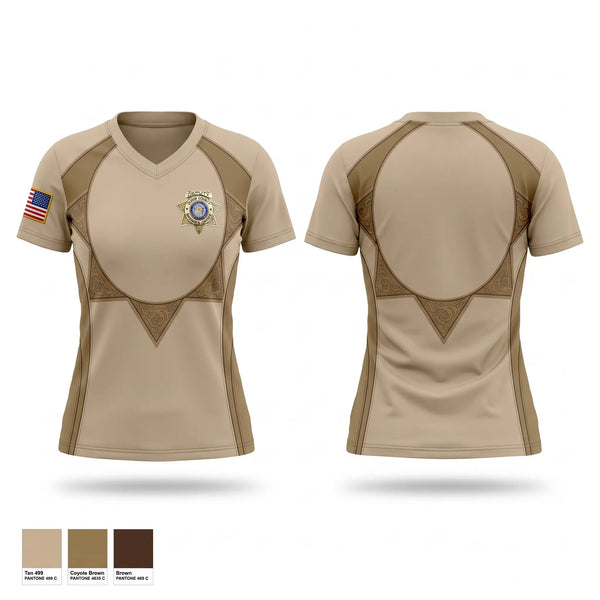 Womens Short Sleeve Vneck Shirt, Dunn County Sheriff, Police, Teamtime, Team time, sublimation, custom sports apparel, team uniforms, spirit wear, spiritwear, sports uniforms, custom shirts, team store, custom team store, fundraiser sports, apparel fundraiser