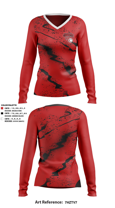 Cardinal Comets Volleyball 76762578 Women's Long Sleeve V-neck Shirt - 1