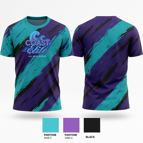 Short Sleeve Performance Shirt, Coast Elite, Cheer, Teamtime, Team time, sublimation, custom sports apparel, team uniforms, spirit wear, spiritwear, sports uniforms, custom shirts, team store, custom team store, fundraiser sports, apparel fundraiser
