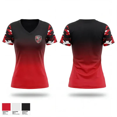AYSO Region 1398 Arsenal 46301303 Women's Short Sleeve V-neck Shirt - 1