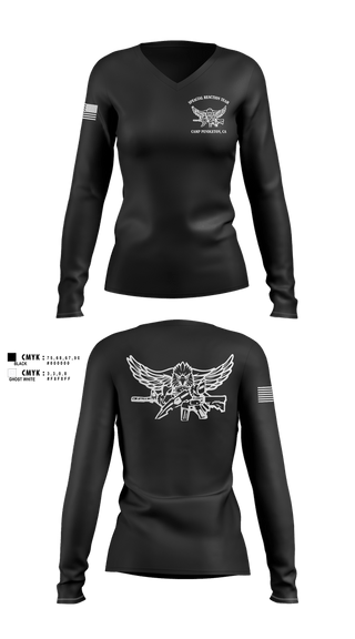 Womens Long Sleeve Vneck Shirt, Special Reaction Team, Marines, Teamtime, Team time, sublimation, custom sports apparel, team uniforms, spirit wear, spiritwear, sports uniforms, custom shirts, team store, custom team store, fundraiser sports, apparel fundraiser