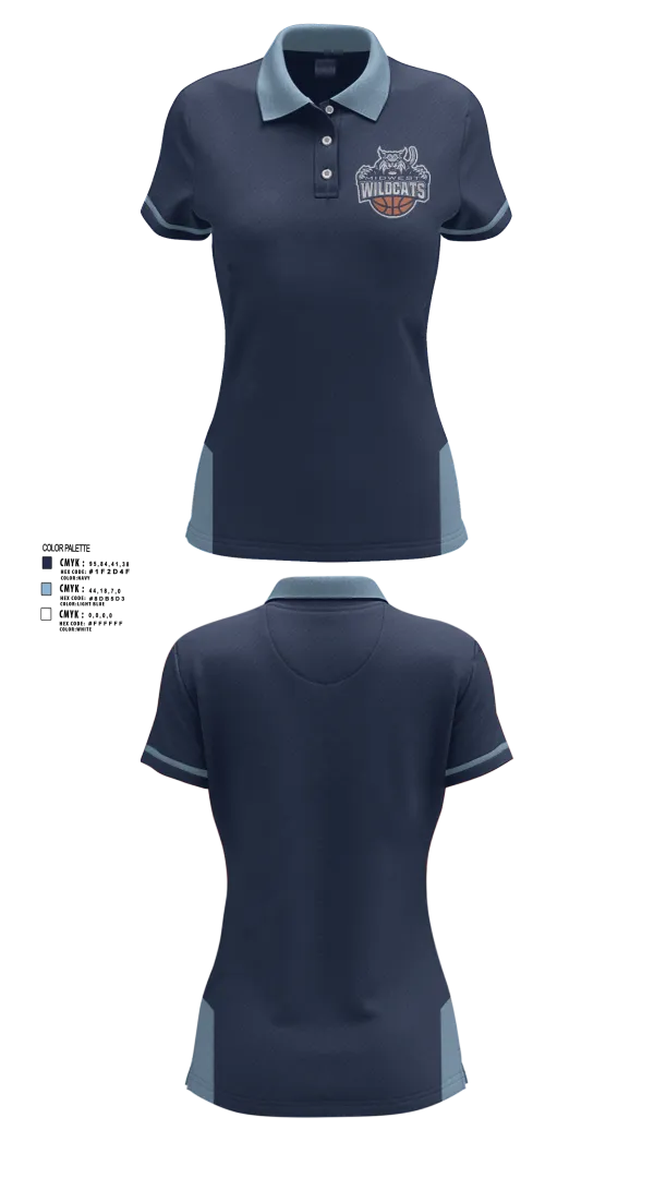 Womens Short Sleeve Performance Polo, Midwest Wildcats, Women's Basketball, Teamtime, Team time, sublimation, custom sports apparel, team uniforms, spirit wear, spiritwear, sports uniforms, custom shirts, team store, custom team store, fundraiser sports, apparel fundraiser