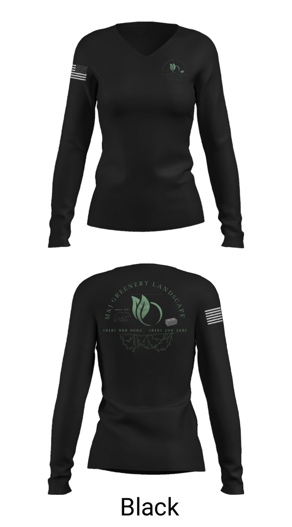 Women's Long Sleeve Vneck Shirt, M&J GREENERY LANDSCAPE, , Teamtime, Team time, sublimation, custom sports apparel, team uniforms, spirit wear, spiritwear, sports uniforms, custom shirts, team store, custom team store, fundraiser sports, apparel fundraiser