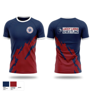 Short Sleeve Rash Guard Shirt, Lacey Lions, Wrestling, Teamtime, Team time, sublimation, custom sports apparel, team uniforms, spirit wear, spiritwear, sports uniforms, custom shirts, team store, custom team store, fundraiser sports, apparel fundraiser