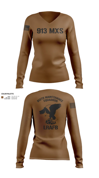 Womens Long Sleeve Vneck Shirt, 913th Maintenance Squadron, , Teamtime, Team time, sublimation, custom sports apparel, team uniforms, spirit wear, spiritwear, sports uniforms, custom shirts, team store, custom team store, fundraiser sports, apparel fundraiser