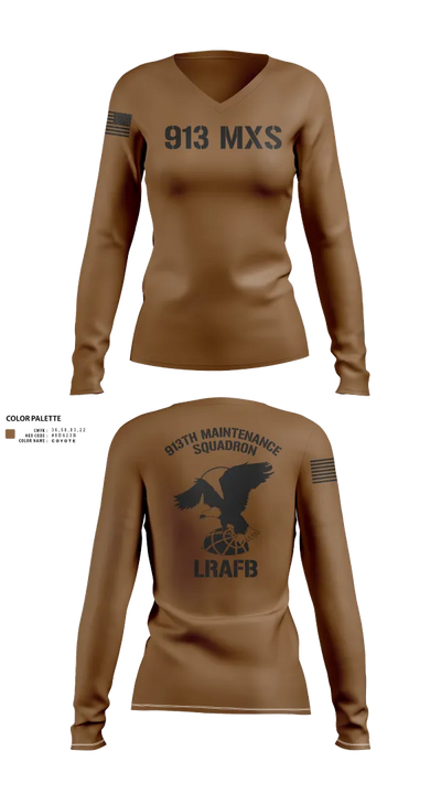 913th Maintenance Squadron 77885709 Women's Long Sleeve V-neck Shirt - 21