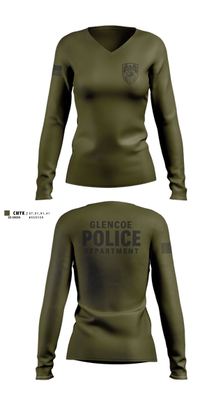 Womens Long Sleeve Vneck Shirt, Glencoe Police Department, Police, Teamtime, Team time, sublimation, custom sports apparel, team uniforms, spirit wear, spiritwear, sports uniforms, custom shirts, team store, custom team store, fundraiser sports, apparel fundraiser