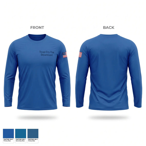 Long Sleeve Performance Shirt, Texas City Fire Department, Fire Department, Teamtime, Team time, sublimation, custom sports apparel, team uniforms, spirit wear, spiritwear, sports uniforms, custom shirts, team store, custom team store, fundraiser sports, apparel fundraiser