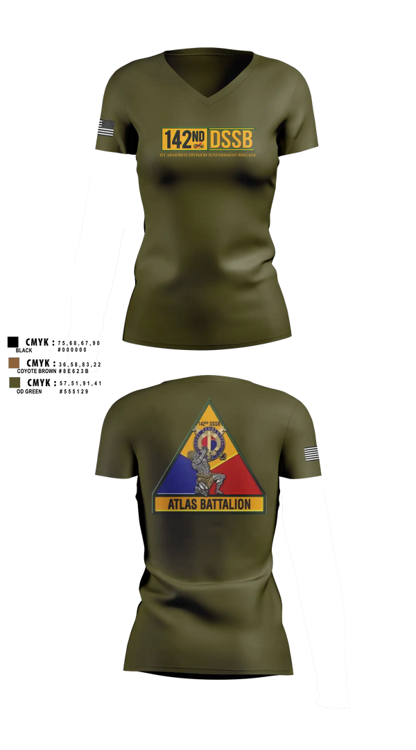 Womens Short Sleeve Vneck Shirt, 142d DSSB, Army, Teamtime, Team time, sublimation, custom sports apparel, team uniforms, spirit wear, spiritwear, sports uniforms, custom shirts, team store, custom team store, fundraiser sports, apparel fundraiser