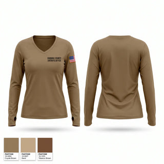 Womens Long Sleeve Vneck Shirt, Gooding County Sheriff’s Office, Police, Teamtime, Team time, sublimation, custom sports apparel, team uniforms, spirit wear, spiritwear, sports uniforms, custom shirts, team store, custom team store, fundraiser sports, apparel fundraiser