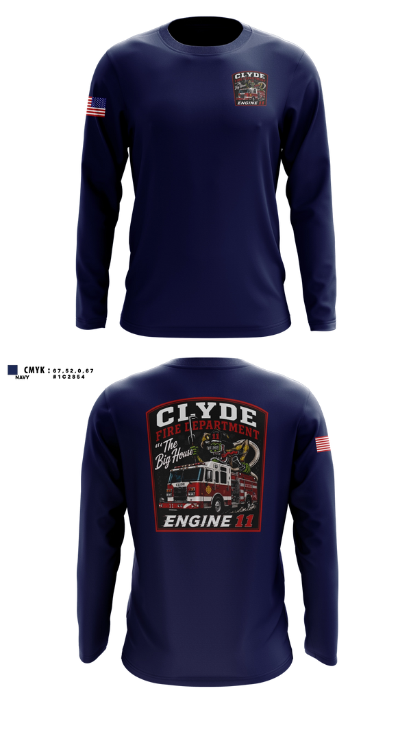 Long Sleeve Performance Shirt, Clyde fire department, Fire Department, Teamtime, Team time, sublimation, custom sports apparel, team uniforms, spirit wear, spiritwear, sports uniforms, custom shirts, team store, custom team store, fundraiser sports, apparel fundraiser