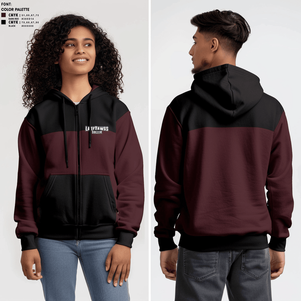 Zip Hoodie, LadyDawgs, Women's Soccer, Teamtime, Team time, sublimation, custom sports apparel, team uniforms, spirit wear, spiritwear, sports uniforms, custom shirts, team store, custom team store, fundraiser sports, apparel fundraiser