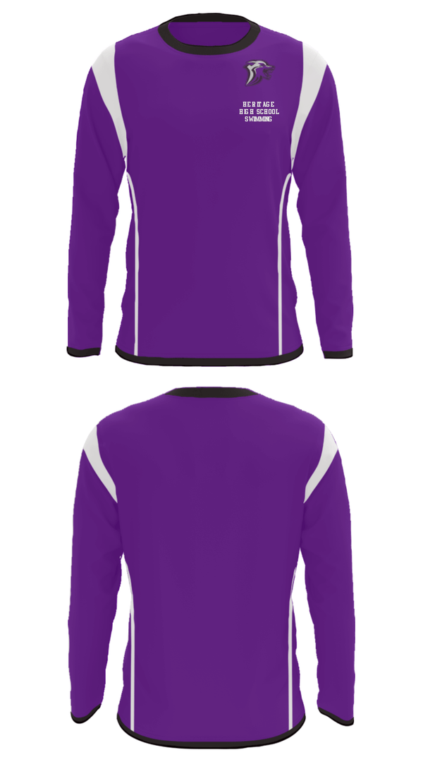 Long Sleeve Performance Shirt, Heritage High School Swimming, Swimming, Teamtime, Team time, sublimation, custom sports apparel, team uniforms, spirit wear, spiritwear, sports uniforms, custom shirts, team store, custom team store, fundraiser sports, apparel fundraiser
