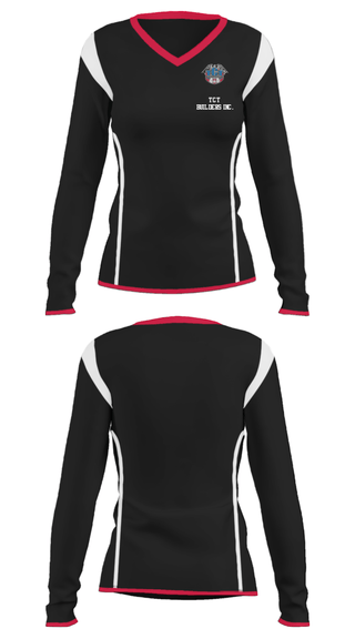 Women's Long Sleeve Vneck Shirt, TCT Builders Inc., , Teamtime, Team time, sublimation, custom sports apparel, team uniforms, spirit wear, spiritwear, sports uniforms, custom shirts, team store, custom team store, fundraiser sports, apparel fundraiser