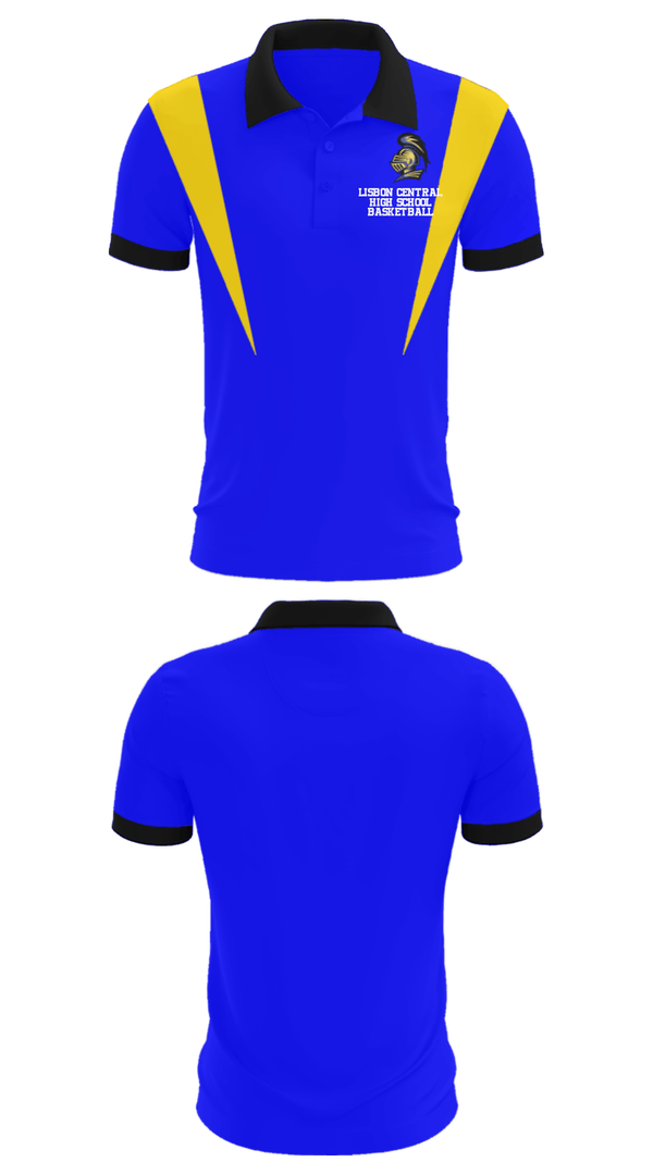 Short Sleeve Performance Polo, Lisbon Central High School Basketball, Men's Basketball, Teamtime, Team time, sublimation, custom sports apparel, team uniforms, spirit wear, spiritwear, sports uniforms, custom shirts, team store, custom team store, fundraiser sports, apparel fundraiser