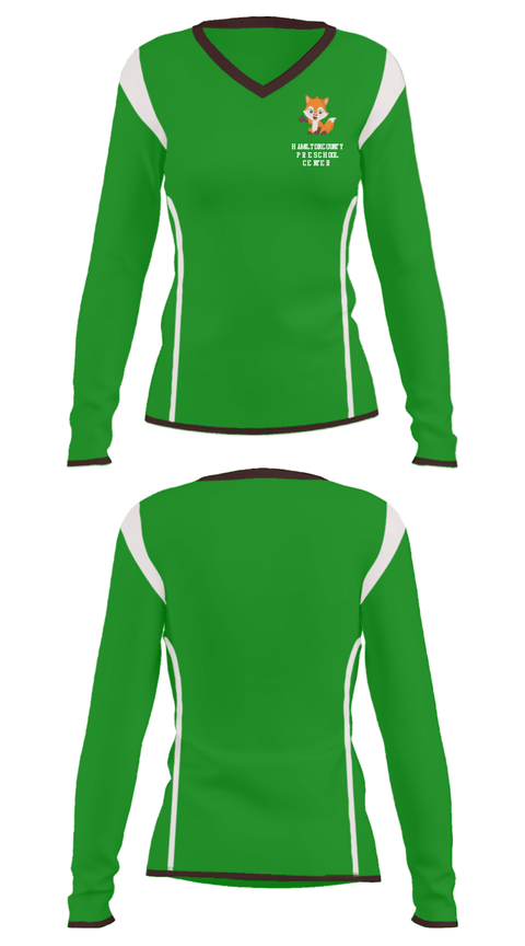 Women's Long Sleeve Vneck Shirt, Hamilton County Preschool Center, , Teamtime, Team time, sublimation, custom sports apparel, team uniforms, spirit wear, spiritwear, sports uniforms, custom shirts, team store, custom team store, fundraiser sports, apparel fundraiser