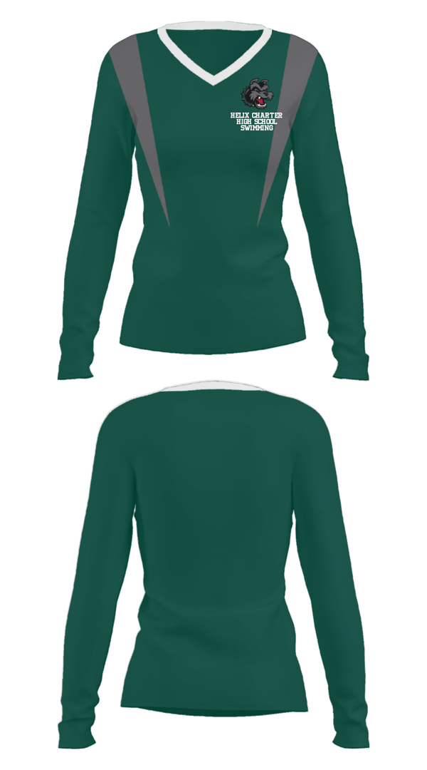 Women's Long Sleeve Vneck Shirt, Helix Charter High School Swimming, Swimming, Teamtime, Team time, sublimation, custom sports apparel, team uniforms, spirit wear, spiritwear, sports uniforms, custom shirts, team store, custom team store, fundraiser sports, apparel fundraiser
