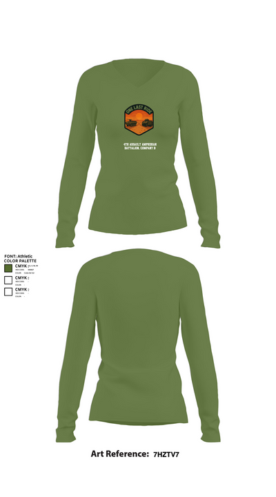 4th Assault Amphibian Battalion, Company B 82284637 Women's Long Sleeve V-neck Shirt - 42