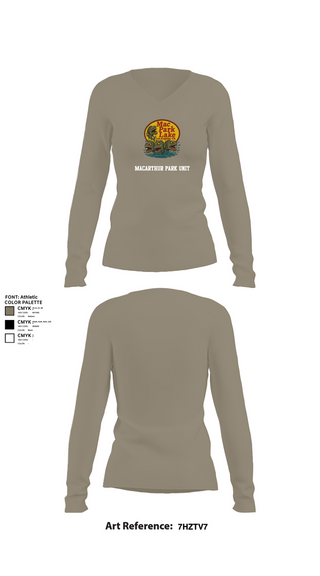 Womens Long Sleeve Vneck Shirt, MACARTHUR PARK UNIT, , Teamtime, Team time, sublimation, custom sports apparel, team uniforms, spirit wear, spiritwear, sports uniforms, custom shirts, team store, custom team store, fundraiser sports, apparel fundraiser