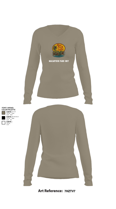 MACARTHUR PARK UNIT 16981211 Women's Long Sleeve V-neck Shirt - 59