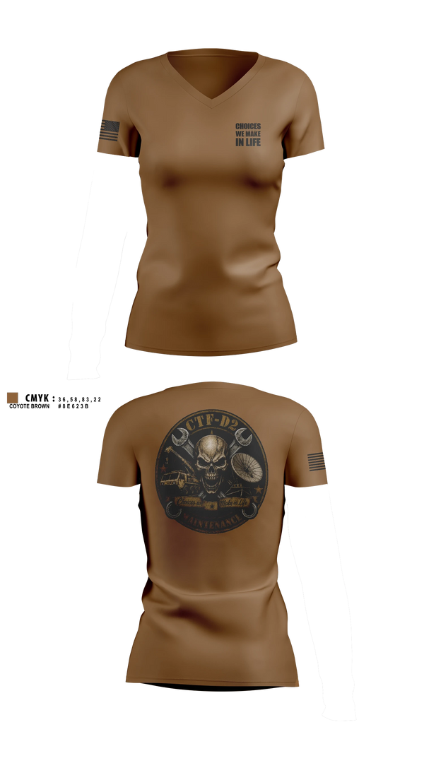 Womens Short Sleeve Vneck Shirt, CTF D-2, Army, Teamtime, Team time, sublimation, custom sports apparel, team uniforms, spirit wear, spiritwear, sports uniforms, custom shirts, team store, custom team store, fundraiser sports, apparel fundraiser