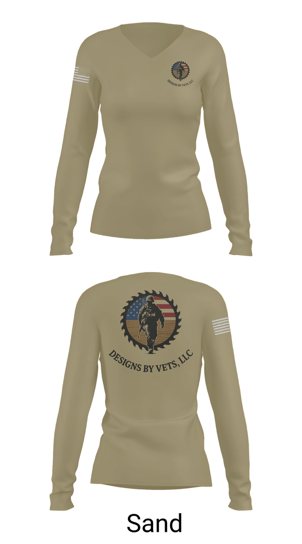 Womens Long Sleeve Vneck Shirt, Designs By Vets, , Teamtime, Team time, sublimation, custom sports apparel, team uniforms, spirit wear, spiritwear, sports uniforms, custom shirts, team store, custom team store, fundraiser sports, apparel fundraiser