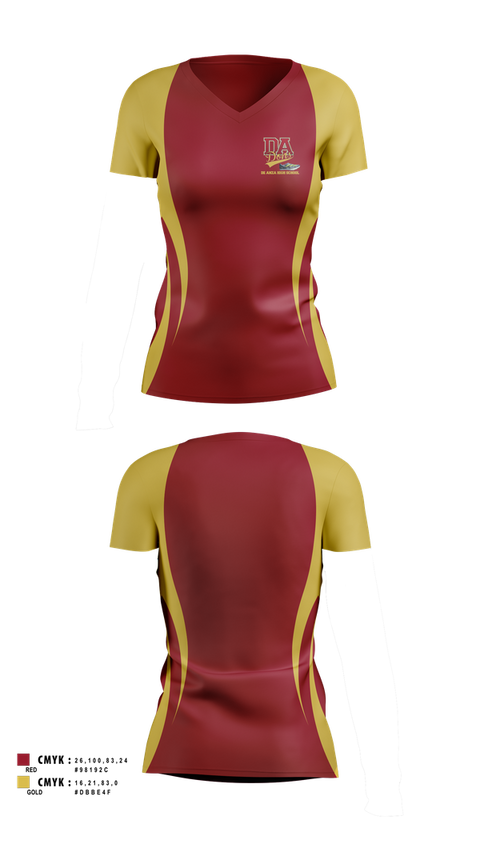 Womens Short Sleeve Vneck Shirt, De Anza High School, Spirit Store, Teamtime, Team time, sublimation, custom sports apparel, team uniforms, spirit wear, spiritwear, sports uniforms, custom shirts, team store, custom team store, fundraiser sports, apparel fundraiser