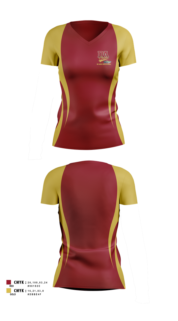 Womens Short Sleeve Vneck Shirt, De Anza High School, Spirit Store, Teamtime, Team time, sublimation, custom sports apparel, team uniforms, spirit wear, spiritwear, sports uniforms, custom shirts, team store, custom team store, fundraiser sports, apparel fundraiser