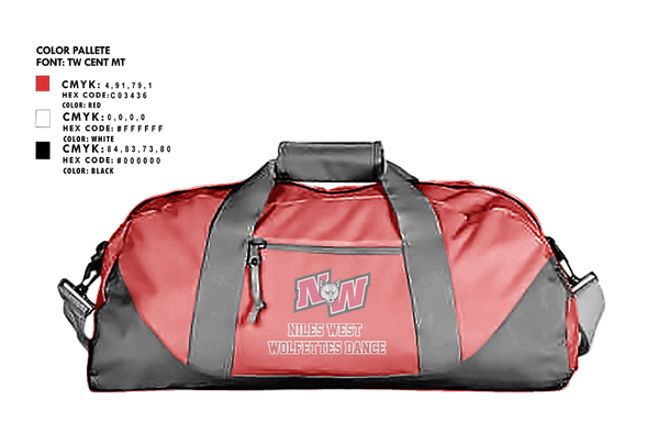 Duffle Bag, Niles West Wolfettes Dance, Spirit Store, Teamtime, Team time, sublimation, custom sports apparel, team uniforms, spirit wear, spiritwear, sports uniforms, custom shirts, team store, custom team store, fundraiser sports, apparel fundraiser
