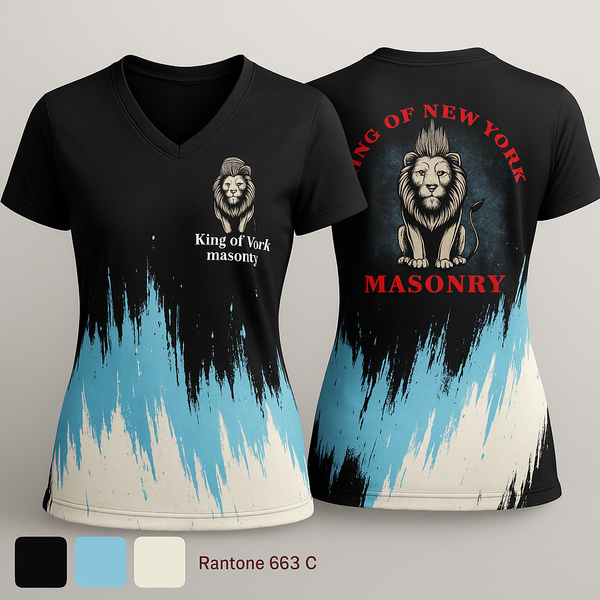 Womens Short Sleeve Vneck Shirt, King of New York masonry, , Teamtime, Team time, sublimation, custom sports apparel, team uniforms, spirit wear, spiritwear, sports uniforms, custom shirts, team store, custom team store, fundraiser sports, apparel fundraiser