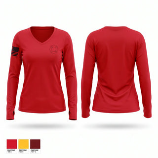 Womens Long Sleeve Vneck Shirt, Kake Volunteer Fire Department, Fire Department, Teamtime, Team time, sublimation, custom sports apparel, team uniforms, spirit wear, spiritwear, sports uniforms, custom shirts, team store, custom team store, fundraiser sports, apparel fundraiser
