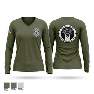 Womens Long Sleeve Vneck Shirt, Richlands Police Department SOU Team, Police, Teamtime, Team time, sublimation, custom sports apparel, team uniforms, spirit wear, spiritwear, sports uniforms, custom shirts, team store, custom team store, fundraiser sports, apparel fundraiser