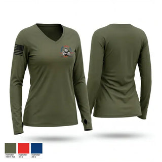 Womens Long Sleeve Vneck Shirt, Marine Cadets Iowa, Marines, Teamtime, Team time, sublimation, custom sports apparel, team uniforms, spirit wear, spiritwear, sports uniforms, custom shirts, team store, custom team store, fundraiser sports, apparel fundraiser