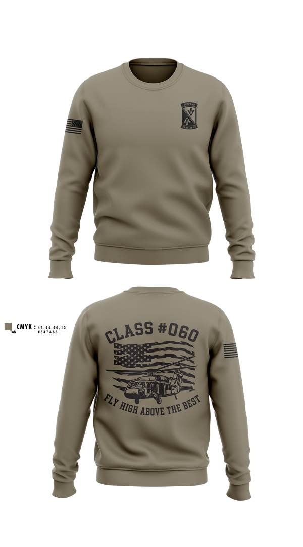 Crew Neck Sweatshirt, 1-222nd Aviation Regiment, Army, Teamtime, Team time, sublimation, custom sports apparel, team uniforms, spirit wear, spiritwear, sports uniforms, custom shirts, team store, custom team store, fundraiser sports, apparel fundraiser