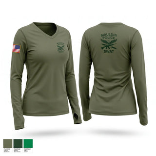 Womens Long Sleeve Vneck Shirt, MPD SWAT, Police, Teamtime, Team time, sublimation, custom sports apparel, team uniforms, spirit wear, spiritwear, sports uniforms, custom shirts, team store, custom team store, fundraiser sports, apparel fundraiser