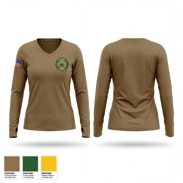 Womens Long Sleeve Vneck Shirt, Pine Township Engine Company, Fire Department, Teamtime, Team time, sublimation, custom sports apparel, team uniforms, spirit wear, spiritwear, sports uniforms, custom shirts, team store, custom team store, fundraiser sports, apparel fundraiser