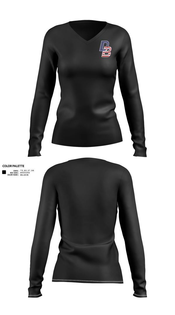 Womens Long Sleeve Vneck Shirt, Don Bosco Wrestling 26-27, Wrestling, Teamtime, Team time, sublimation, custom sports apparel, team uniforms, spirit wear, spiritwear, sports uniforms, custom shirts, team store, custom team store, fundraiser sports, apparel fundraiser