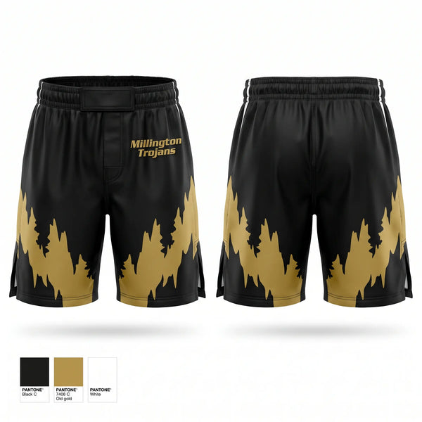 Fight Shorts, Millington Trojans, Wrestling, Teamtime, Team time, sublimation, custom sports apparel, team uniforms, spirit wear, spiritwear, sports uniforms, custom shirts, team store, custom team store, fundraiser sports, apparel fundraiser