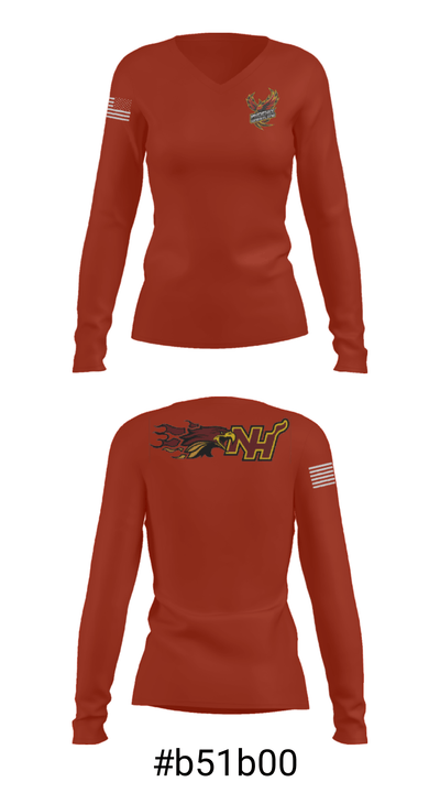 New Hampstead Wrestling 72223701 Women's Long Sleeve V-neck Shirt - 20