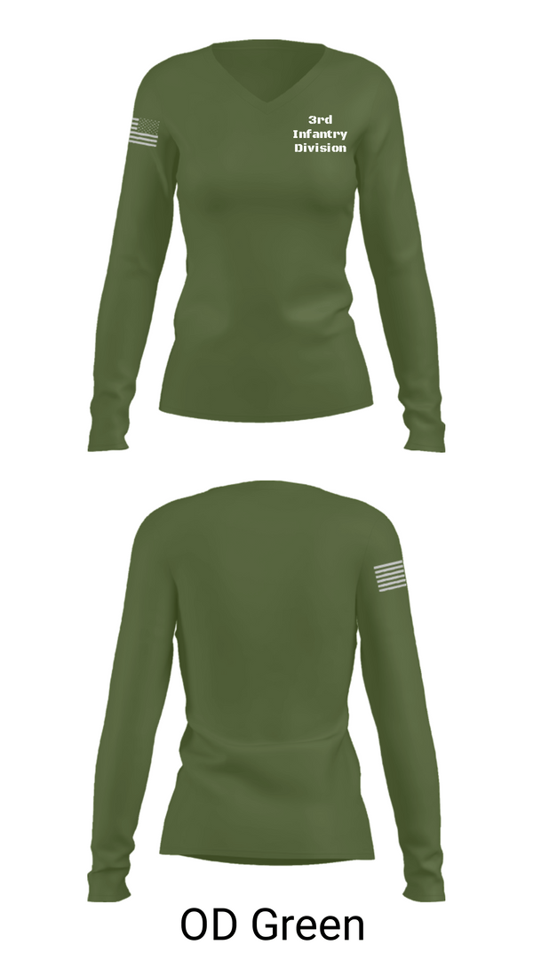 Women's Long Sleeve Vneck Shirt, 3rd Infantry Division, , Teamtime, Team time, sublimation, custom sports apparel, team uniforms, spirit wear, spiritwear, sports uniforms, custom shirts, team store, custom team store, fundraiser sports, apparel fundraiser
