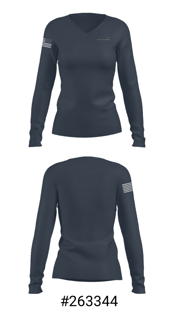 Women's Long Sleeve Vneck Shirt, Far Xplorer, , Teamtime, Team time, sublimation, custom sports apparel, team uniforms, spirit wear, spiritwear, sports uniforms, custom shirts, team store, custom team store, fundraiser sports, apparel fundraiser