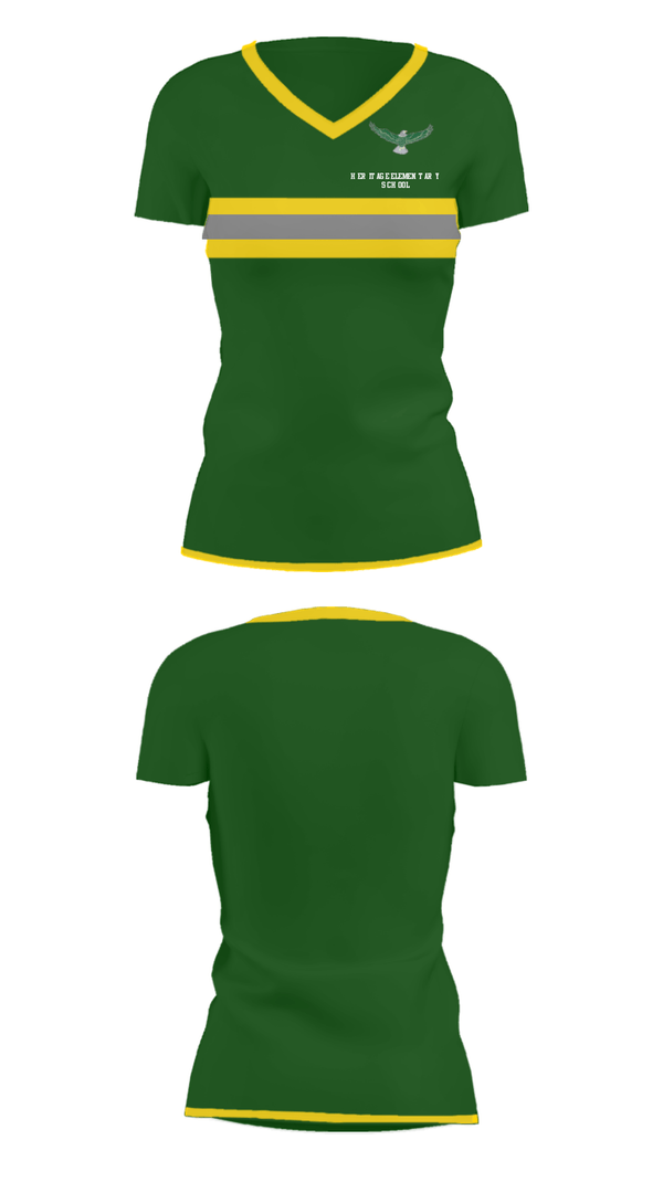 Women's Short Sleeve Vneck Shirt, Heritage Elementary School, Spirit Store, Teamtime, Team time, sublimation, custom sports apparel, team uniforms, spirit wear, spiritwear, sports uniforms, custom shirts, team store, custom team store, fundraiser sports, apparel fundraiser