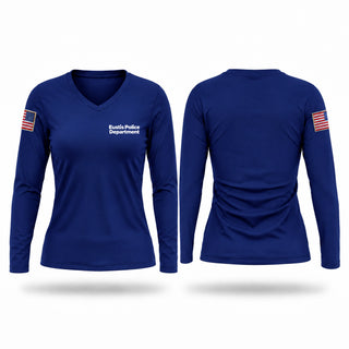 Womens Long Sleeve Vneck Shirt, Eustis Police Department, Police, Teamtime, Team time, sublimation, custom sports apparel, team uniforms, spirit wear, spiritwear, sports uniforms, custom shirts, team store, custom team store, fundraiser sports, apparel fundraiser