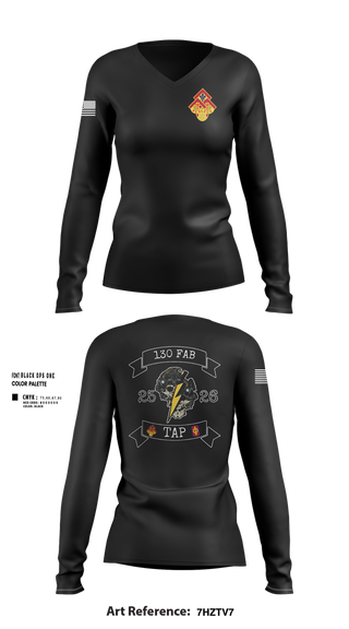 Womens Long Sleeve Vneck Shirt, 130th FAB Target Acquisition Platoon, , Teamtime, Team time, sublimation, custom sports apparel, team uniforms, spirit wear, spiritwear, sports uniforms, custom shirts, team store, custom team store, fundraiser sports, apparel fundraiser