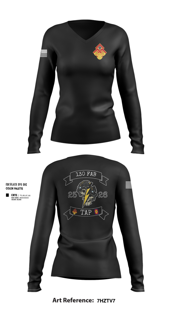 Womens Long Sleeve Vneck Shirt, 130th FAB Target Acquisition Platoon, , Teamtime, Team time, sublimation, custom sports apparel, team uniforms, spirit wear, spiritwear, sports uniforms, custom shirts, team store, custom team store, fundraiser sports, apparel fundraiser