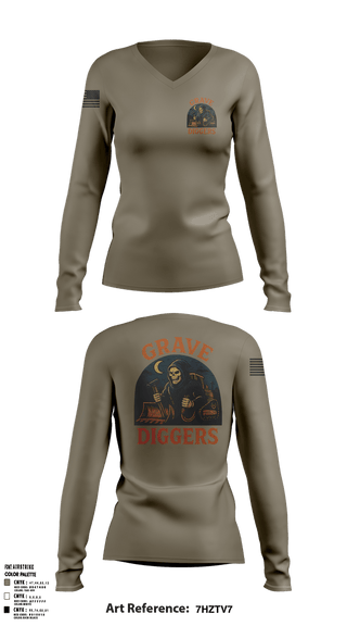Womens Long Sleeve Vneck Shirt, , Army, Teamtime, Team time, sublimation, custom sports apparel, team uniforms, spirit wear, spiritwear, sports uniforms, custom shirts, team store, custom team store, fundraiser sports, apparel fundraiser