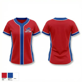 Two Button Softball Jersey, Chandler Lady Lions, Softball, Teamtime, Team time, sublimation, custom sports apparel, team uniforms, spirit wear, spiritwear, sports uniforms, custom shirts, team store, custom team store, fundraiser sports, apparel fundraiser